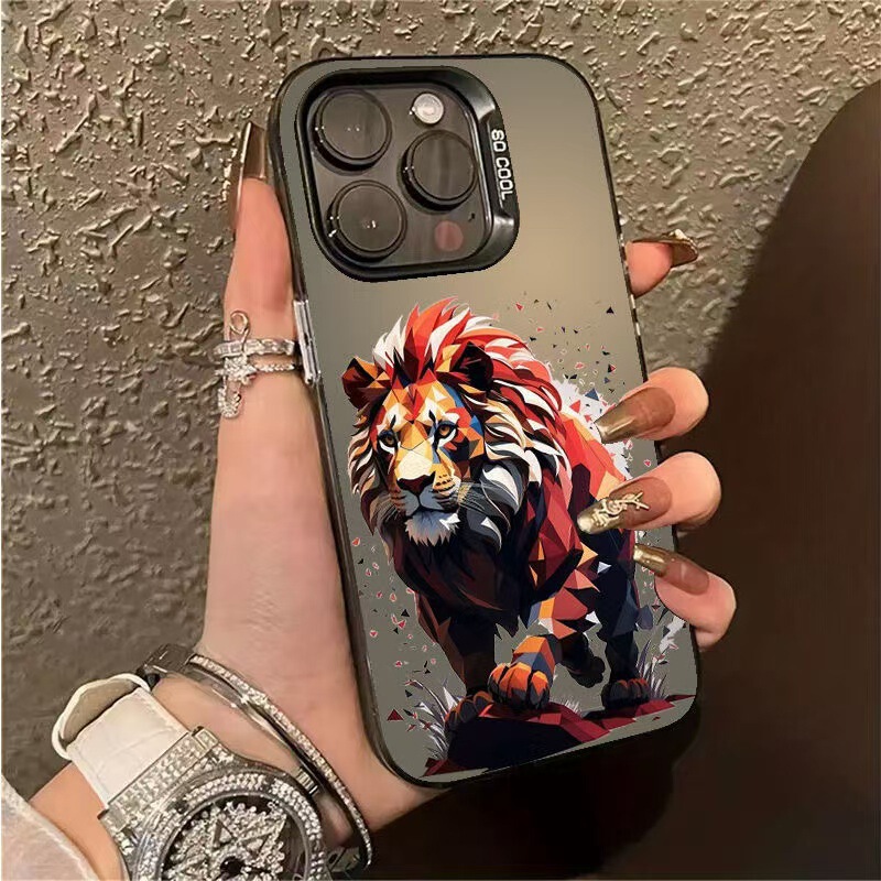 New Lion-Themed Phone Case Suitable for Apple 16Pro, Iphone15Pro, High-End 14Pro, Personalized 17Pro, European and American Style