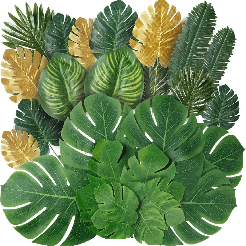 Artificial tropical leaves 8 kinds of 30 sets of beach theme party…
