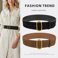 欧美磨砂复古新款真皮腰封女士搭配连衣裙大衣宽腰带收腰皮带女款