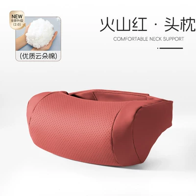 Headrest Tesla Car Headrests and Lumbar - nappa-leather-headrest-volcano-red