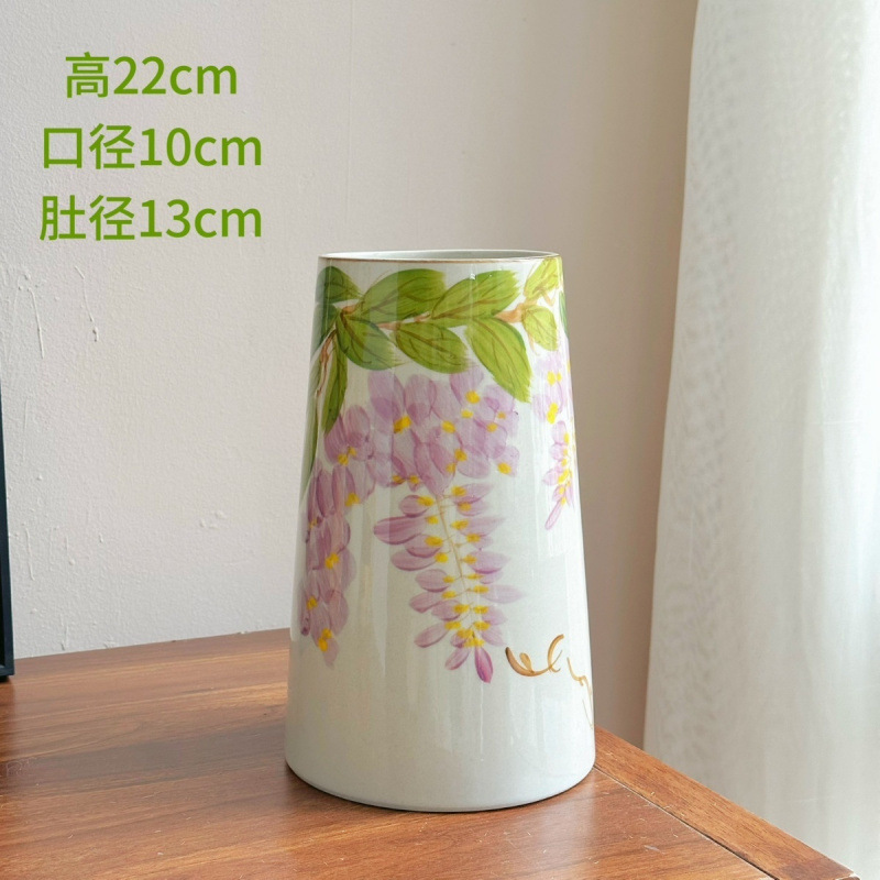 景徳鎮ハイエンドセラミック手描き花瓶シンプルモダンなドライフラワー水耕栽培花器具家の装飾装飾品|undefined