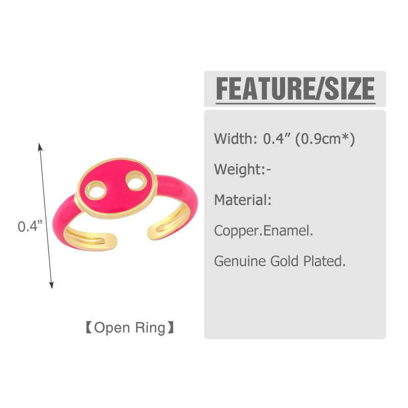 Simple Fashion Color Dripping Hollow Pig Nose Copper Ring Wholesale Nihaojewelry display picture 1