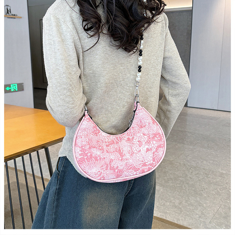 Women's Small Pu Leather Plaid Flower Streetwear Dumpling Shape Zipper Underarm Bag display picture 9