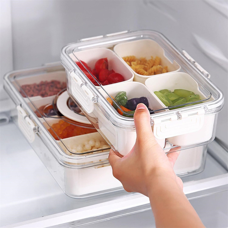 跨境食品收纳盒食品级厨房食物水果整理保鲜盒分格大料干料密封盒|undefined