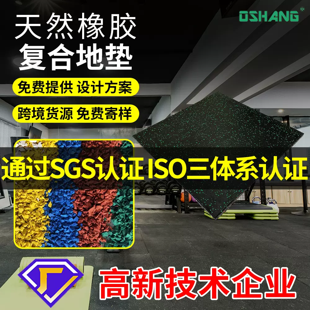功能性塑胶地垫健身房地垫哑铃杠铃家用抗震降噪运动地板健身地垫