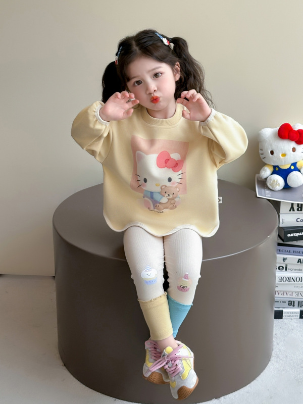 女童卡通卫衣套装春秋季2025新款洋气儿童秋装女宝宝打底裤两件套|undefined
