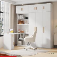 实木衣柜书桌一体家用卧室转角电脑桌衣柜小户型连体书桌柜写字台