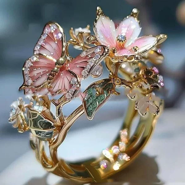 Huajie New Jewelry Ring Butterfly Ring Boutique Decoration Fashion Ring Ring Decoration Gift Giving
