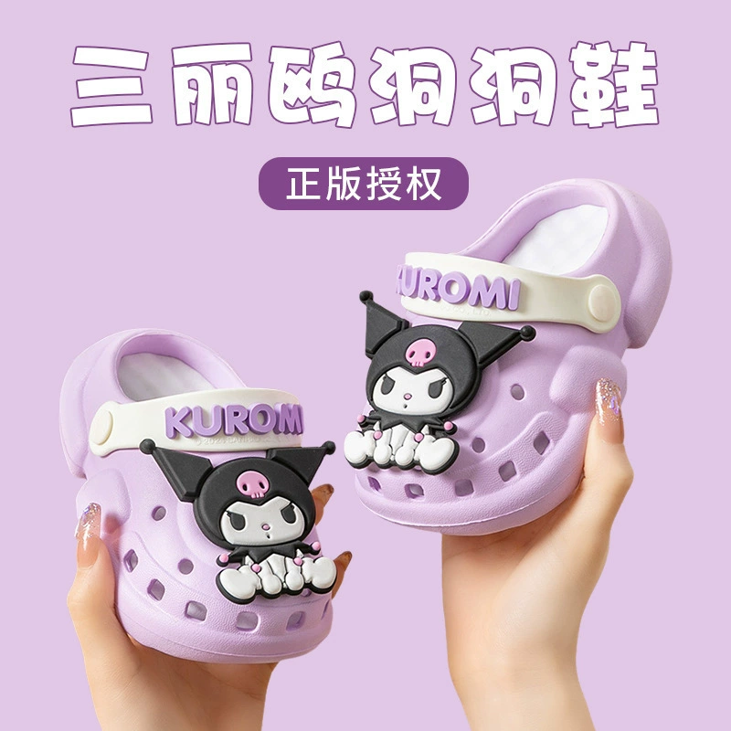 Детские сандалии Kuromi для девочек, летние, мультяшные, милые, нескользящие, закрытые, детские туфли Melody Croc, оптом