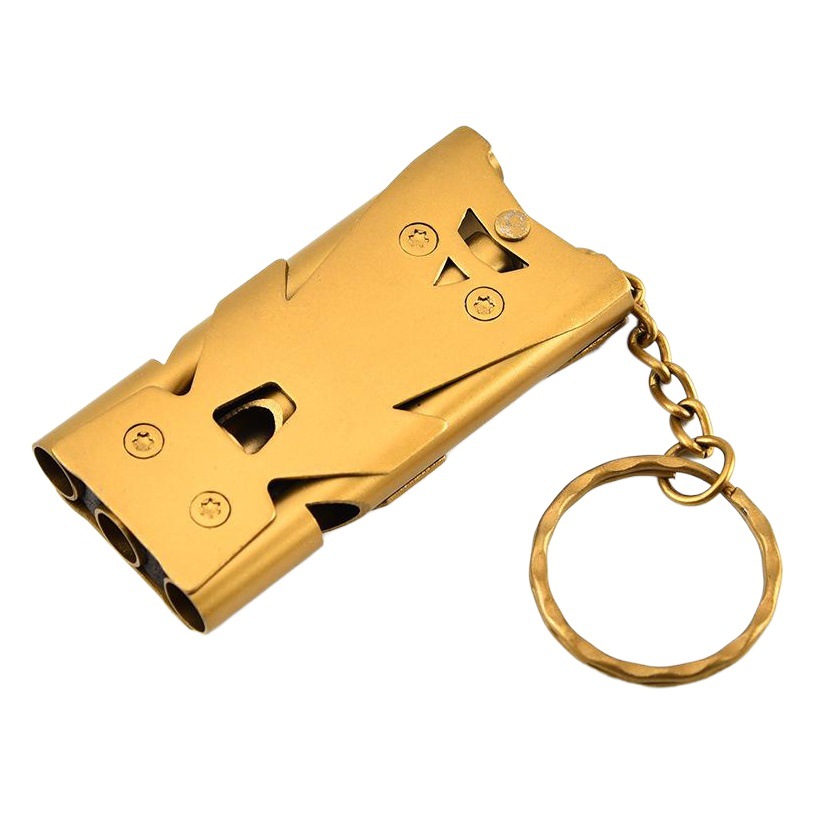 Factory wholesale stainless steel three-tube whistle outdoor survival life-saving whistle field equipment EDC tools