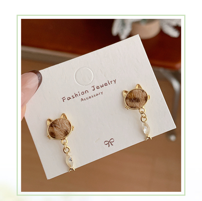 1 Par Elegante Señora Dulce Gato Aleación Pendientes display picture 1