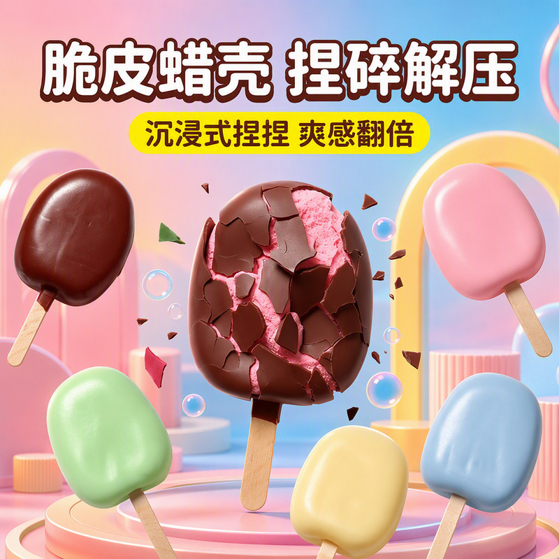 Ice cream stick with a crispy, squeezable exterior – a stress-relieving toy, a popular handmade wax figure, and a great stress-relief gadget for the office and students Ice cream stick with a crispy, squeezable exterior – a stress-relieving toy, a popular handmade wax figure, and a great stress-relief gadget for the office and students