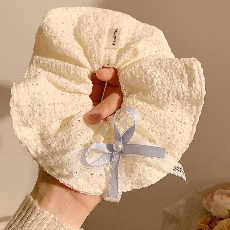 9-B16 블루 보우타이 망사 링