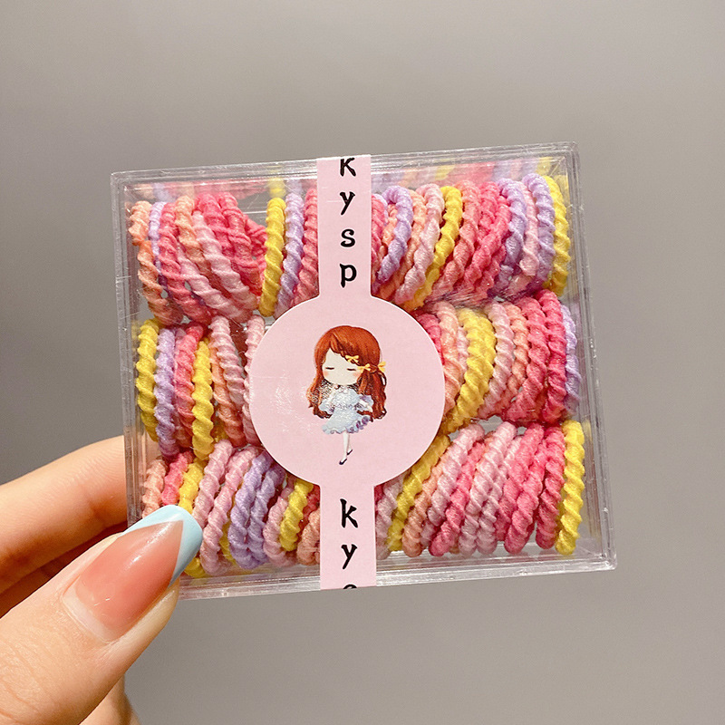 Anillo de cabello de color caramelo para niños no daña correa de cabello bebé cuerda de cabello niñas lindas cubiertas de cabello de cuero de pimples