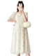 Maternity Wear New Summer Puff Sleeve Dress Summer Short-Sleeved Thin Korean Style Round Neck Slimming Suit for Pregnant Mothers
