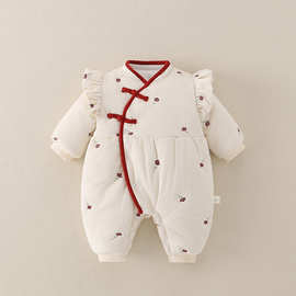 秋冬玫瑰400加厚婴童连体衣哈衣新生儿可爱爬服婴童宝宝爬服衣服