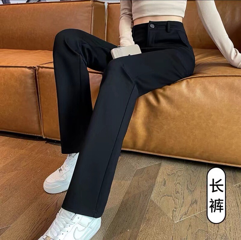 Narrow straight pants women's spring and autumn 2024 New slimming work pants fashionable small black casual suit pants