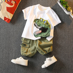 Boys' Summer Outfit Set 2023 New Korean Style Children's Stylish Clothes Trendy Boy Summer Cool Fashion Two-Piece Set