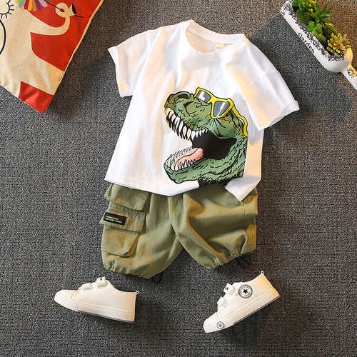 Boys' Summer Outfit Set  New Korean Style Children's Stylish Clothes Trendy Boy Summer Cool Fashion Two-Piece Set