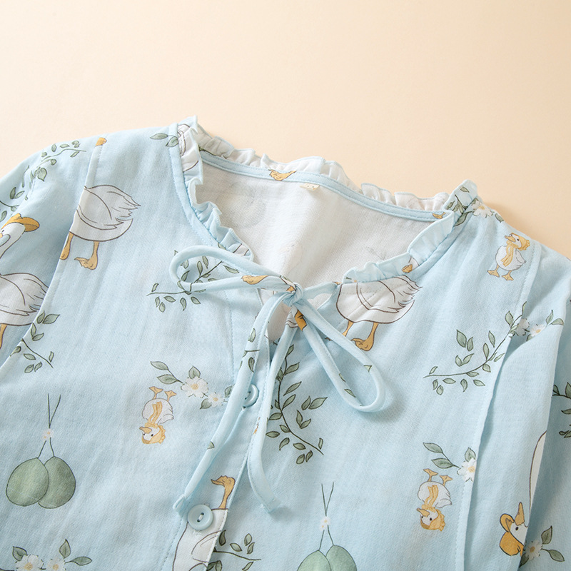 新しい純綿ガーゼ産後服セット春、夏、秋の薄い妊娠と産後の授乳セットホーム服パジャマ|undefined