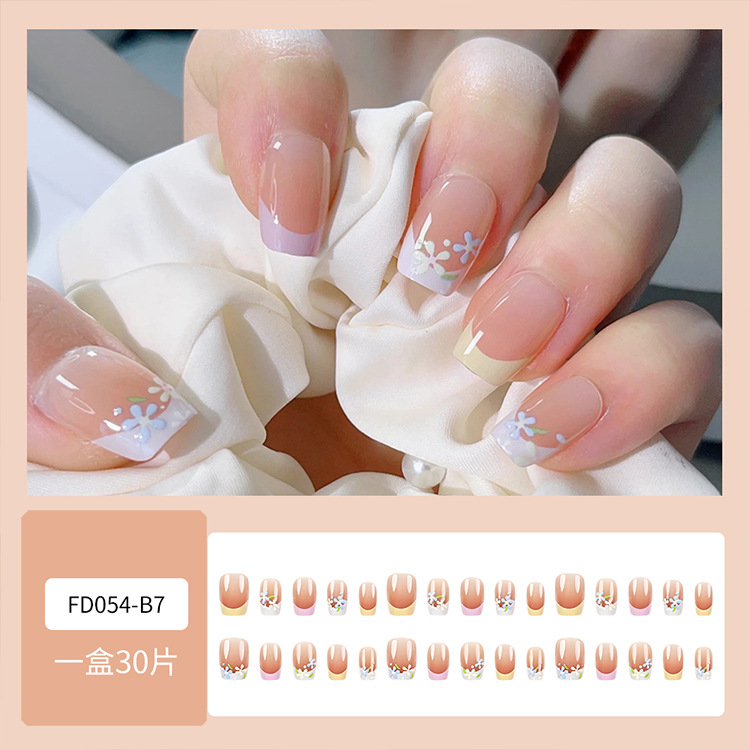 30 piezas de uñas postizas en caja, uñas de alta gama populares para llevar, puntas de uñas versátiles y de moda, gran venta al por mayor.