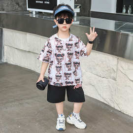 哪吒服装男童短袖套装夏季2025新款洋气男孩运动服儿童夏装两件套