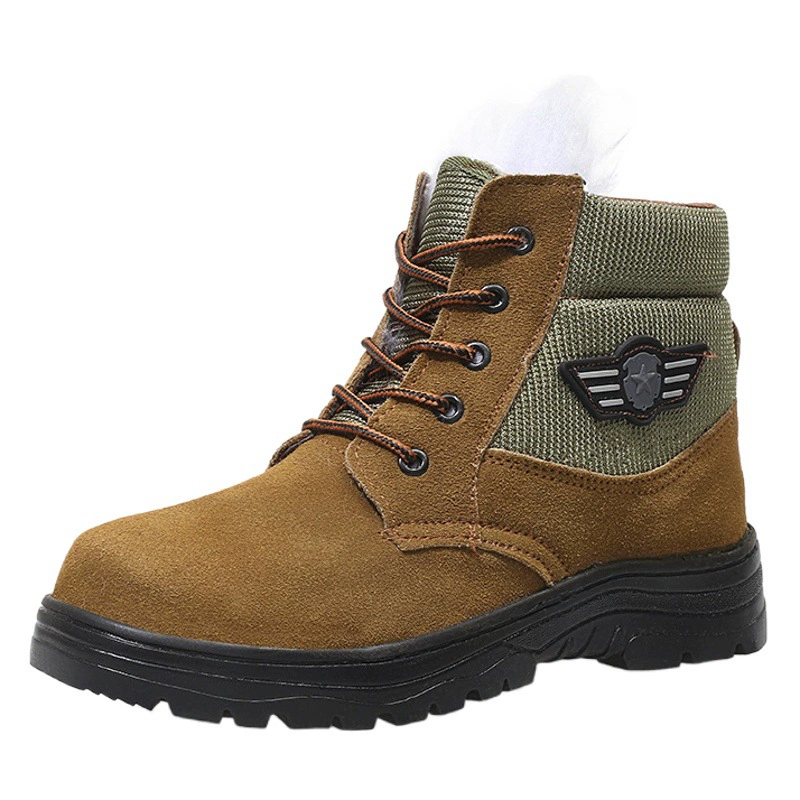 Оптовая зимняя обувь для охраны труда, Мужская Рабочая обувь, шерстяная 40 градусов, теплая холодная, устойчивая к царапинам кожаная хлопчатобумажная обувь, мужская обувь