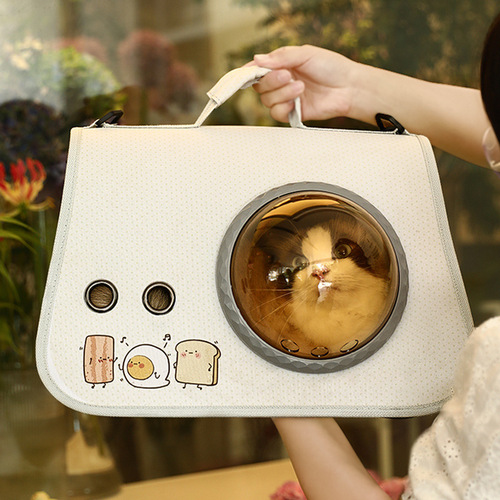 Pet portable space bag, cat bag, portable foldable shoulder bag, breathable backpack, cartoon cat and dog bag