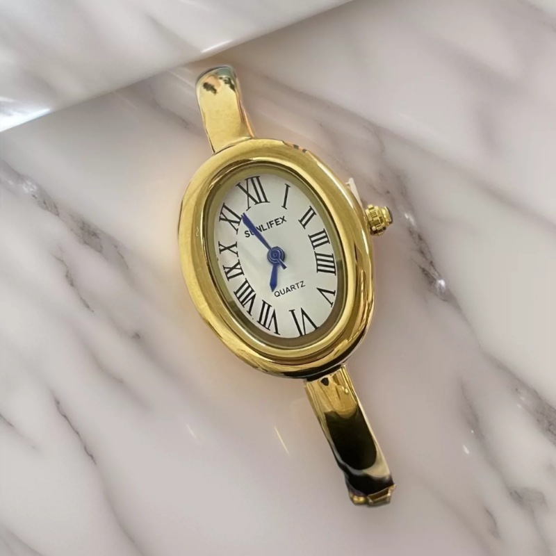 Sunlifex New Watch Women's Rose Gold Diamond Ring Accessible Luxury High-End Niche Design Oval Bracelet Watch