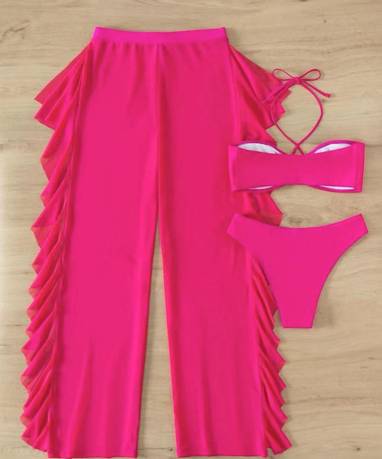 Women's Solid Color 3 Pieces Set Bikinis Swimwear display picture 15
