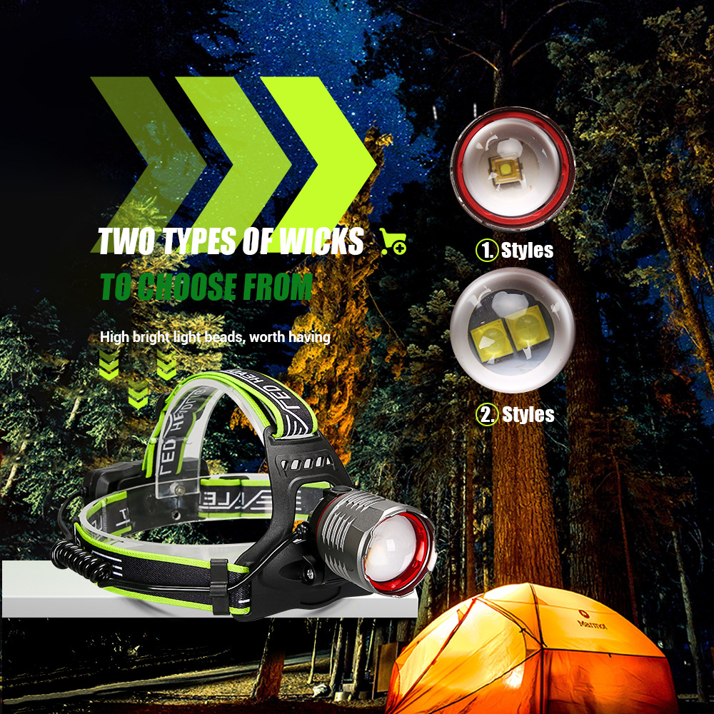 Luz transfronteriza iluminación al aire libre iluminación láser blanca luz de alto brillo de alarma de fluorescencia recargable de aleación de aluminio faro de zoom