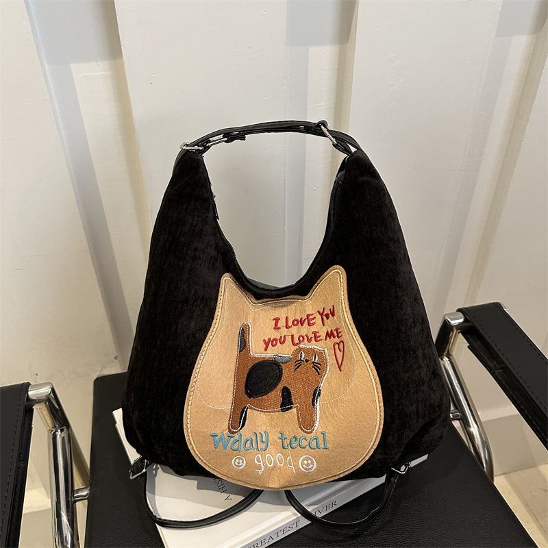 Bolso Tote de trabajo de gran capacidad en otoño e invierno para mujer 2024 nuevo bolso de mensajero de tres manos de dibujos animados