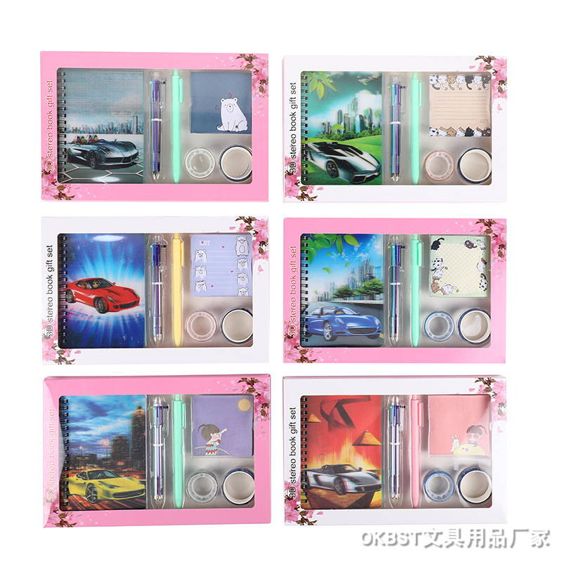 Transfronterizo de dibujos animados 3D Unicornio Chica corazón Flamingo pareja Bloc de notas Notebook papelería traje de regalo