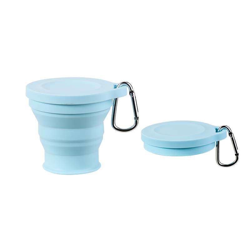 Taza plegable de silicona Dengye taza de agua al aire libre de silicona resistente a la temperatura con tapa taza de enjuague bucal retráctil portátil 180ml