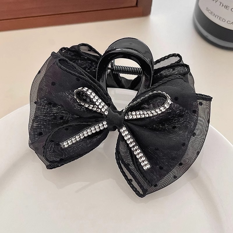 Escapar de la princesa cabeza negro de doble cara arco clip de otoño e invierno de las mujeres de la espalda Cabeza horquilla grande tiburón clip accesorios para el cabello