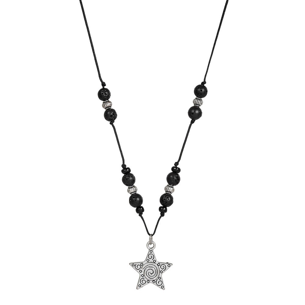 Cross-Border New Product European And American Retro Style Five-Pointed Star Pendant Volcanic Stone Men's Personalized_voghion.com