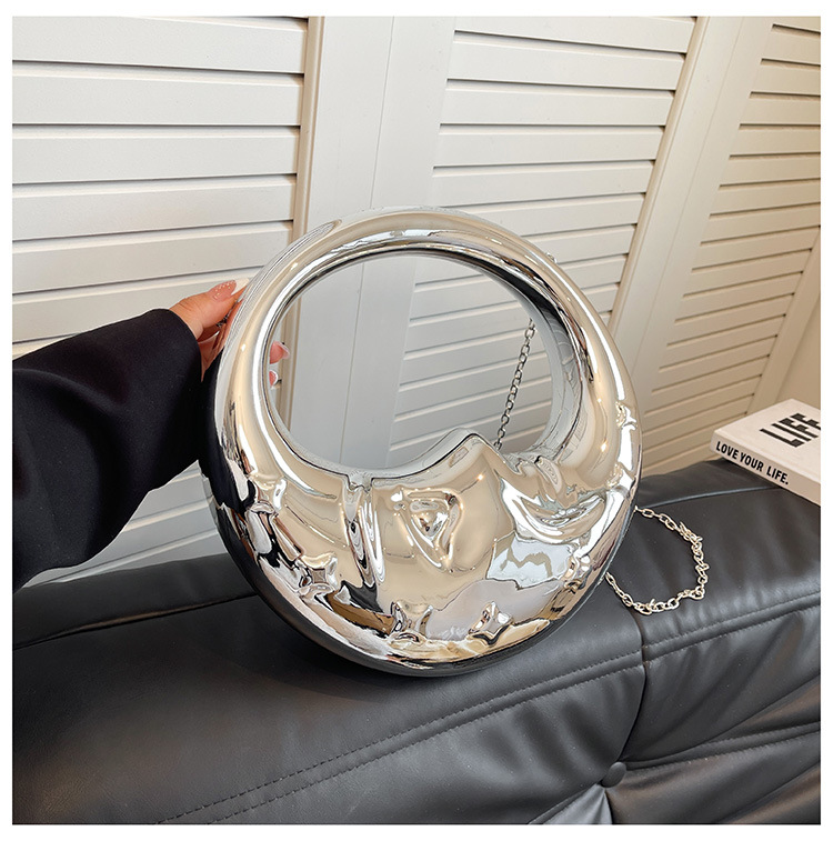 Cross-Border New Luxury Moon Handbag Glossy Evening Bag Chain Shoulder Crossbody Bag For Wedding Party - Thumbnail 3