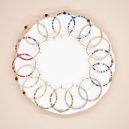 Ins style, fashionable, versatile and personalized ear jewelry, punch pearls, factory direct sales, hand-woven large hoop earrings