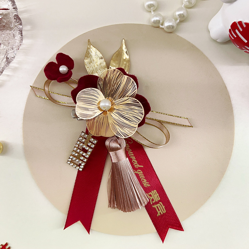 結婚用品セット家族新婦新郎高級感胸花準備結婚襟花シミュレーション絹布胸花針卸売り|undefined