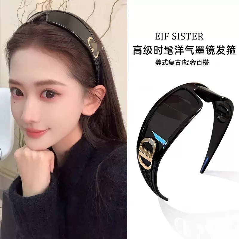 新款一片式发箍墨镜女户外防紫外线太阳眼镜高级感潮欧美跨境头饰|undefined