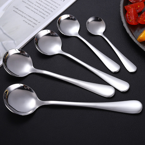 304 stainless steel tableware round spoon Western dessert seasoning stirring spoon spoon for eating
