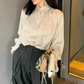 女装韩国东大门女装高货 INS 优雅 法式 喇叭袖 垂感 衬衫