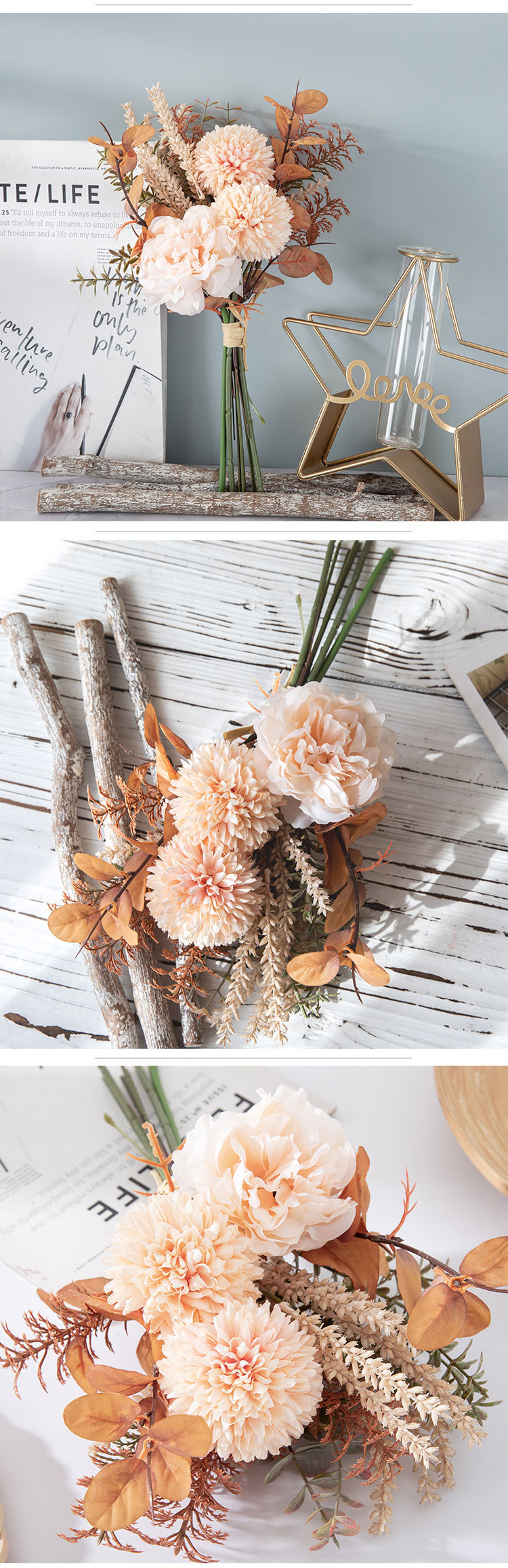 Artificial Flower Bouquet Wedding Decoration Wall Hanging_voghion.com
