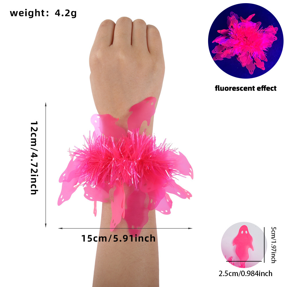 Transfronterizos Halloween fluorescente banda de muñeca fantasma fiesta de luz nocturna decoración calabaza fantasma calavera brazalete flores