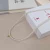 Tide, choker from pearl, trend necklace, Japanese and Korean, simple and elegant design, internet celebrity