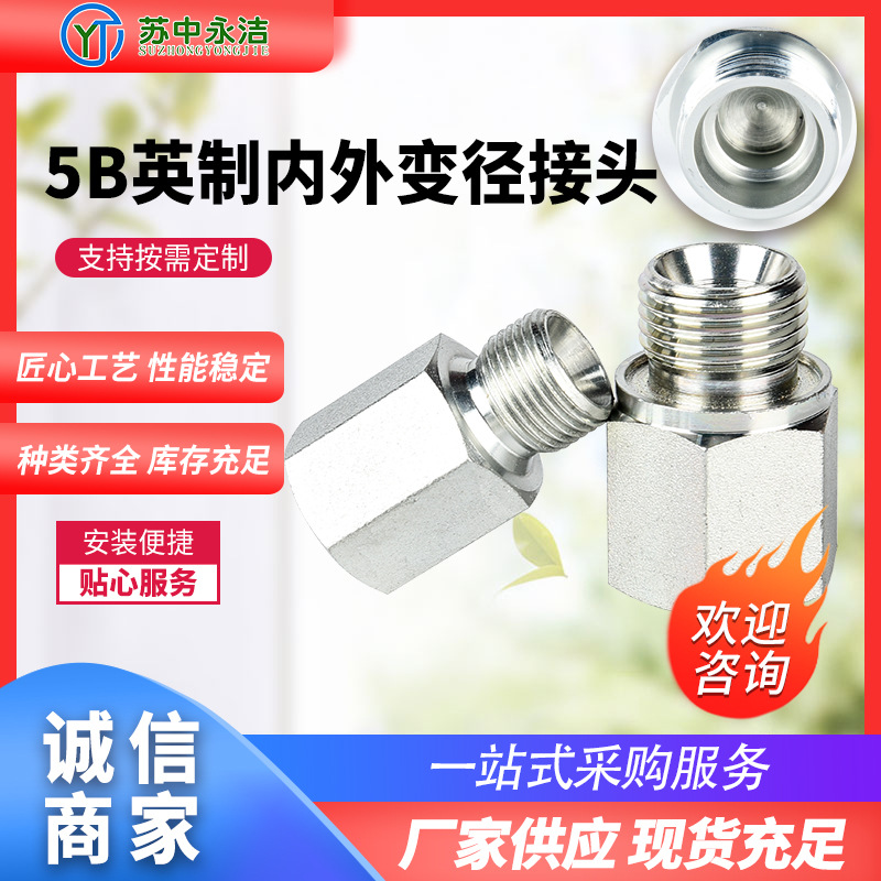 5B英制内外变径 英制螺纹接头碳钢英制螺纹转换过渡接头