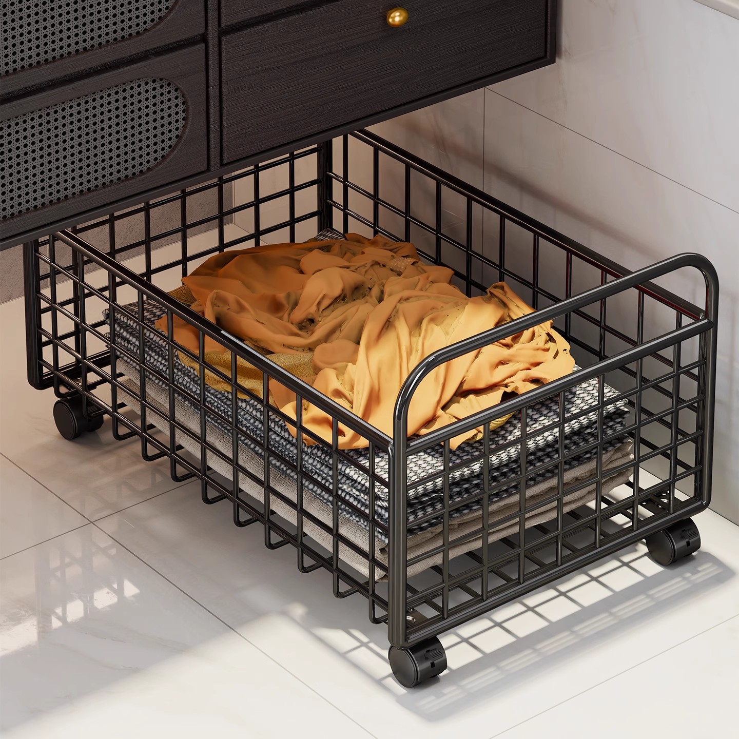 Bathroom Cabinet under Basket Dirty Clothes Basket High-Value Light Luxury Household Removable Large-Capacity Laundry Basket Dirty Clothes Storage Basket