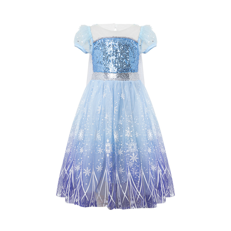 Frozen 2 Sequined Elsa Princess Dress Halloween Holiday Elsa Girls' Mesh Dress Princess Style Dress