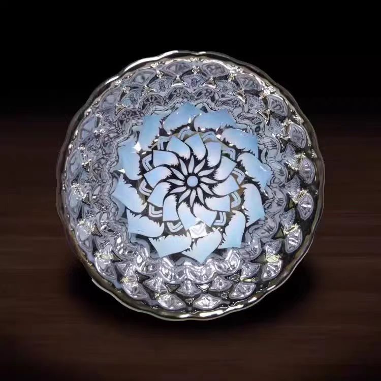 Jianzhan生放送窯開き金蓮茶碗 カラフル孔雀杯 窯変茶碗 茶碗 ファンタジーロータスカップ Jianzhan主|undefined