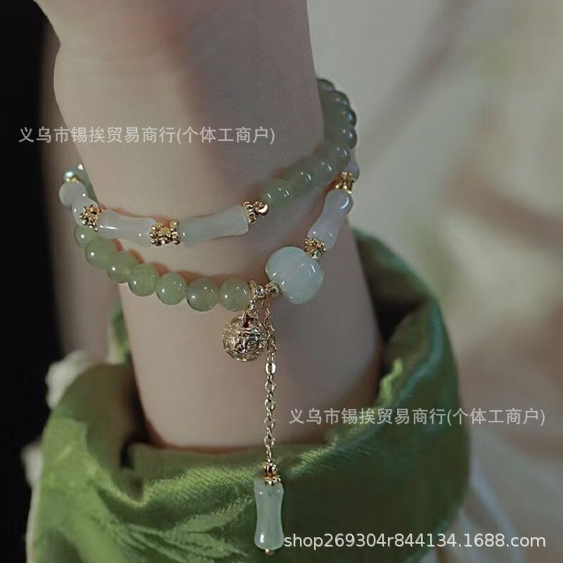 New Chinese-Style Bamboo Bead Bracelet, Retro Design, Pure Handmade, Ancient Style, Birthday Gift Bracelet for Best Friend